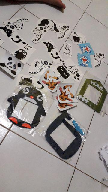 Cutting Stiker Tombol Lampu Saklar Lampu Decal Sticker Dekorasi Rumah Diy Unik Kucing Panda Macan