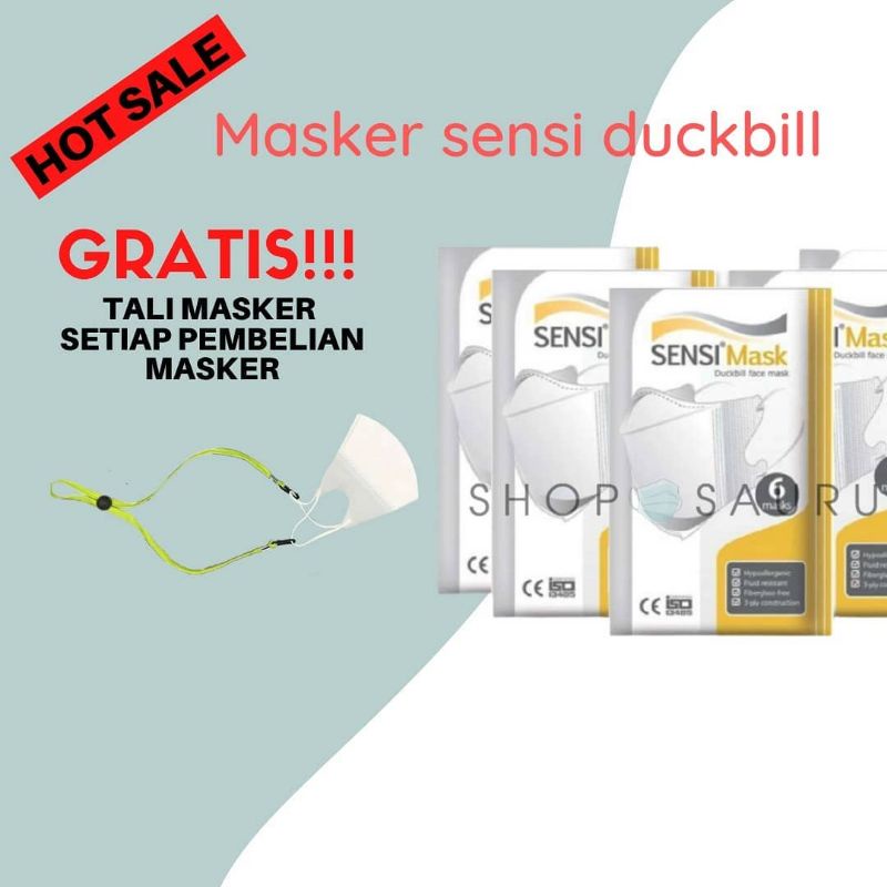 Masker Sensi Duckbil Isi 6/Masker Sensi Medis/Masker Sensi Earloop/Headloop/kn95/kf94/konvex