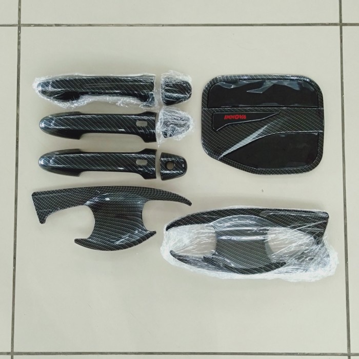 PAKET HANDLE COVER TANKI &amp; OUTER CARBON KEYLESS MOBIL ALL NEW INNOVA REBORN TYPE V 2019-2021