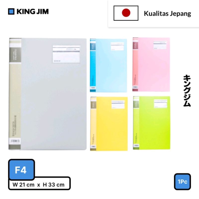 

KING JIM CLEAR HOLDER FOLIO KJ 176SCWGA-FW 40 LEMBAR SOFT COLOURS /CLEAR FILE DOCUMENT KEEPER MAP PALSTIK 40 LEMBAR