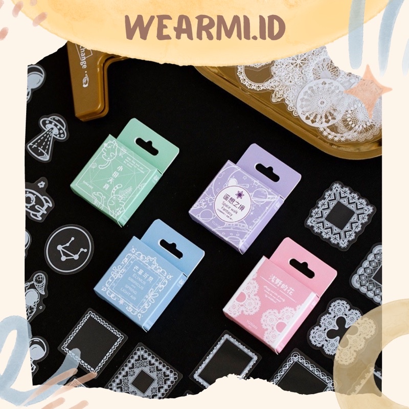 

50 Pcs Deco Sticker Box Frame Karakter Planner DIY Scrapbook Stiker Dekor Kotak Colorfull PET