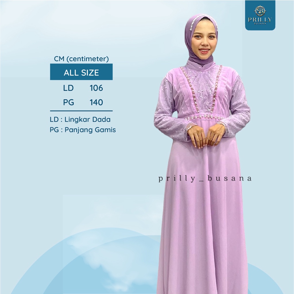 PB Prilly Busana - LAURA GAMIS PESTA CERUTY BABYDOLL MIX TILE MUTIARA - GAMIS PESTA - GAMIS BRUKAT