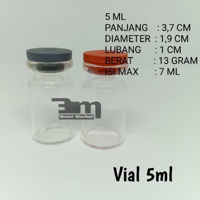 Botol vial kaca 5ml, 8ml, 10ml, 12ml, 15ml, 20ml kaca tutup karet ruber stopper botol kaca tester