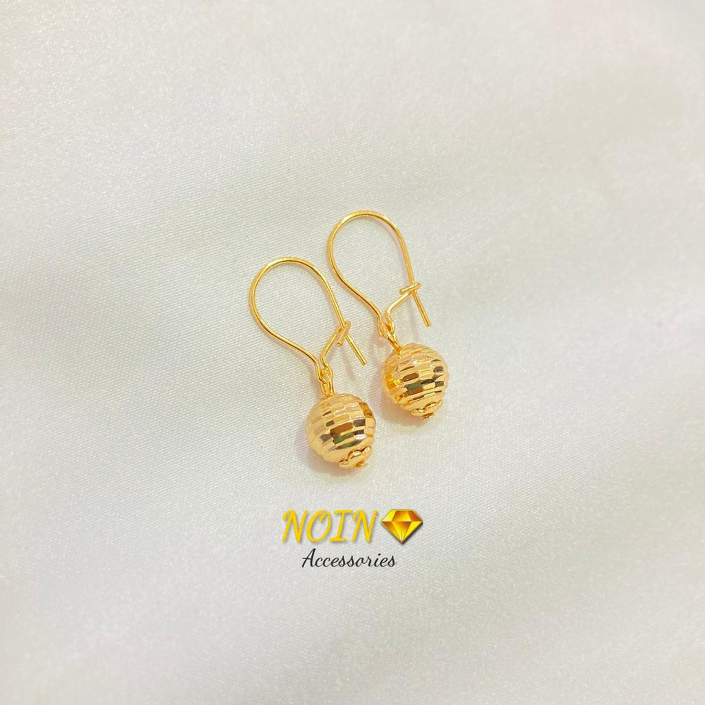 Anting Gantung Bola Kerawang Lapis Emas - Yaxiya Jewelry