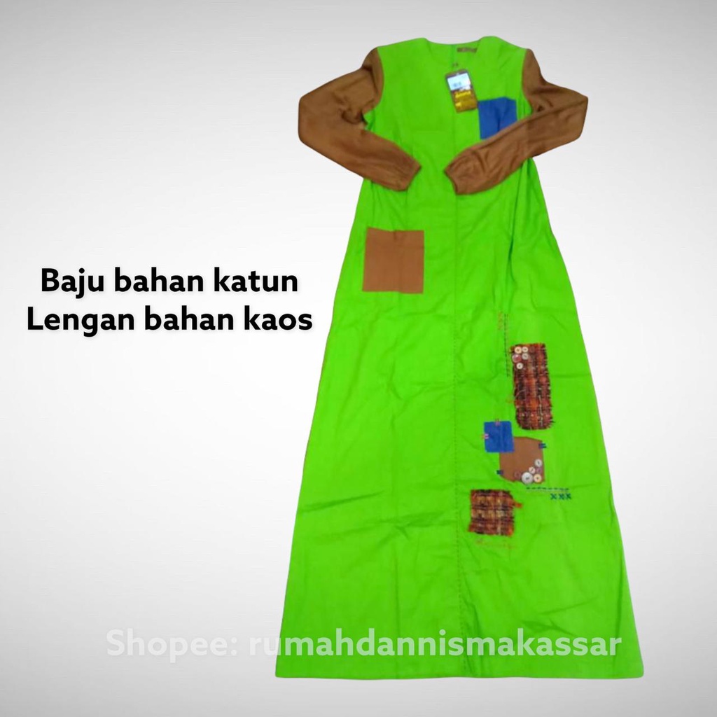 Abaya Dannis Ori Murah SALE  Size S - Hijau (Bahan Kaos)