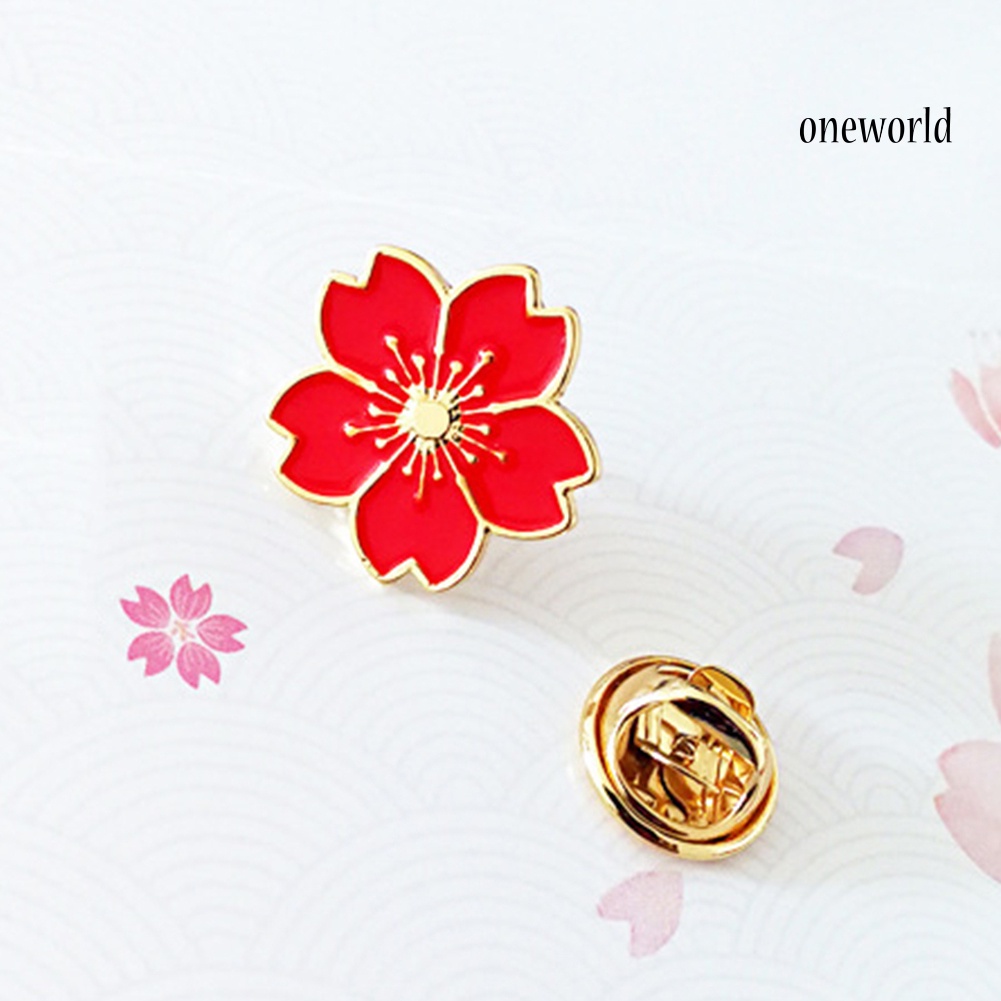 OW@ Sweet Women Cherry Blossom Flower Enamel Brooch Pin Suit Collar Badge Jewelry