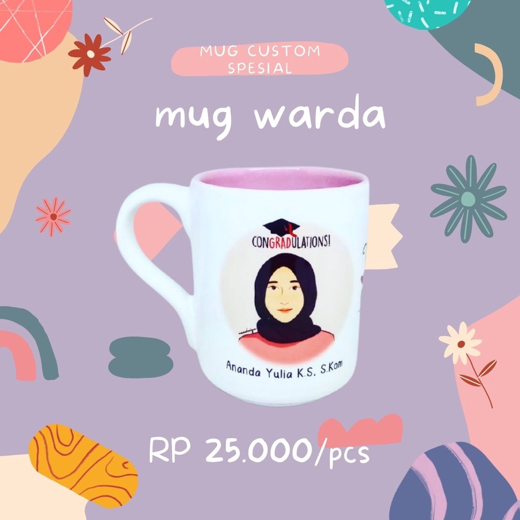 MUG CUSTOM WARNA DALAM/GELAS CUSTOM FOTO DALAM BERWARNA/MUG FOTO FREE CUSTOM/SOUVENIR ULANG TAHUN MU