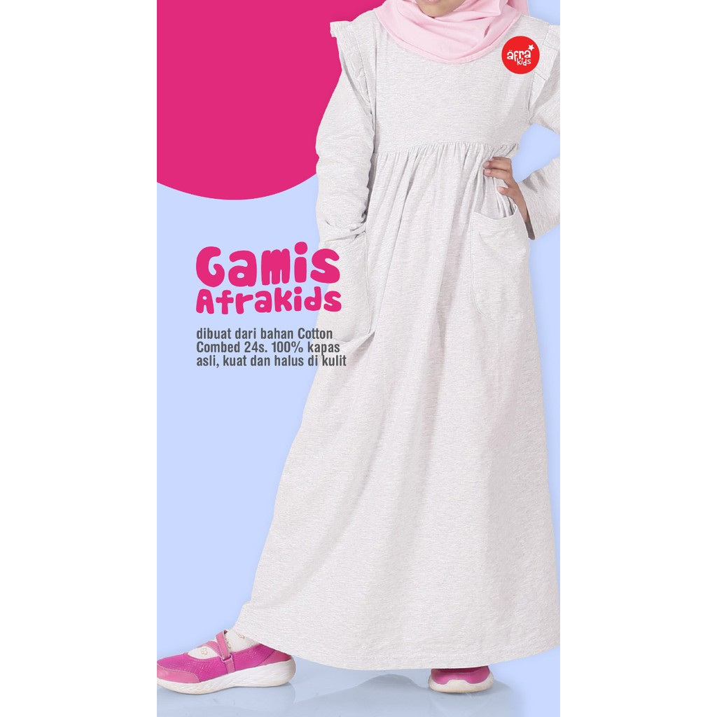 Gamis Anak Muslim AFRAKIDS GA001 ( Abu Misty) Bahan Adem, Cocok Untuk Anak