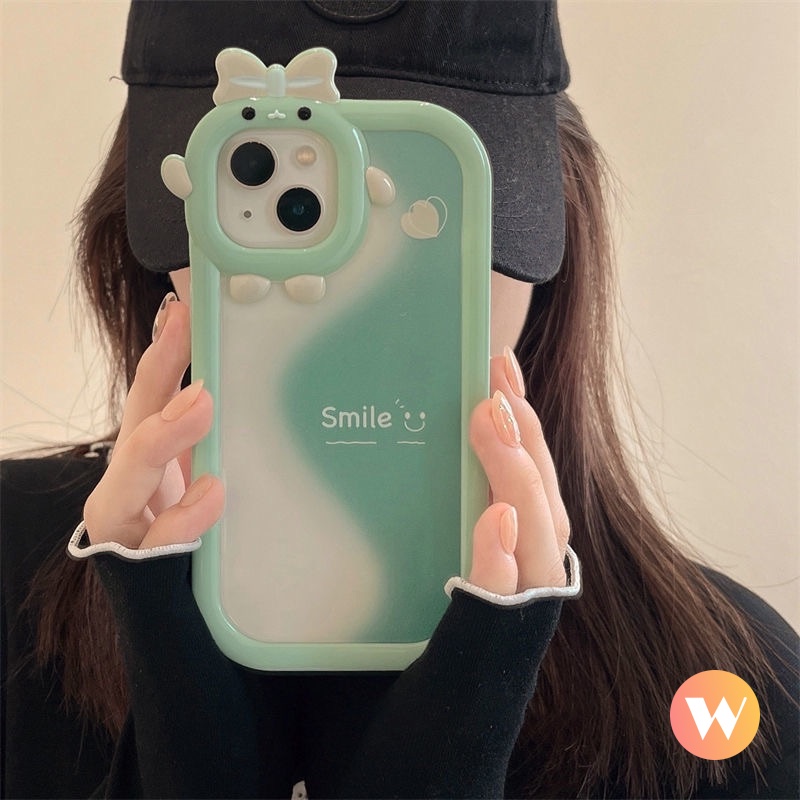 Case Motif Smile Wave Hijau Untuk OPPO A55 A95 A15 A96 A16E A12 A57 A7 A16 A3s A52 A53 A31 A5s A76 A16K A5 A92 A94 A16s 7Z 633 3D Sarung Bantal Lembut