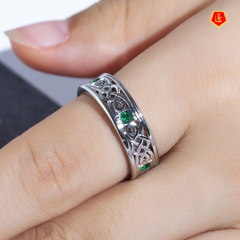 [Ready Stock]925 Silver Simple Personality Emerald Ring