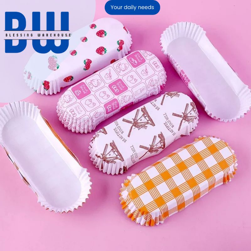 Paper Cup Case Alas Kertas Roti Motif Laminasi Anti Lengket Tahan Panas Bentuk Oval dan Bulat Motif 