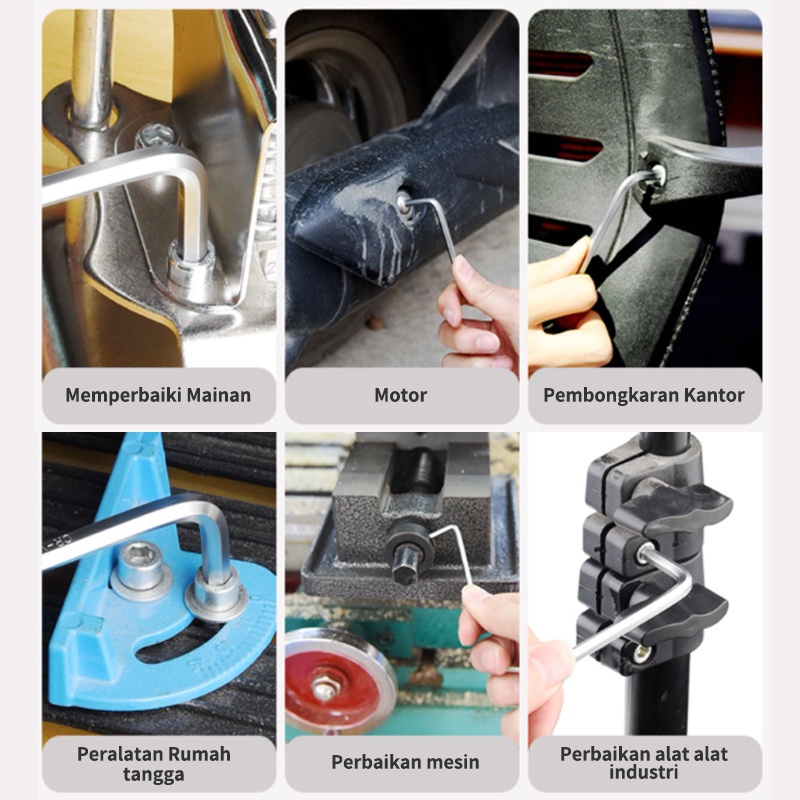 Kunci L Set panjang Flat End Hex Key 9 Piece Ball Point Hex Key Hexagon L Key kunci L bagus Kunci L Wrench kunci l set kombinasi