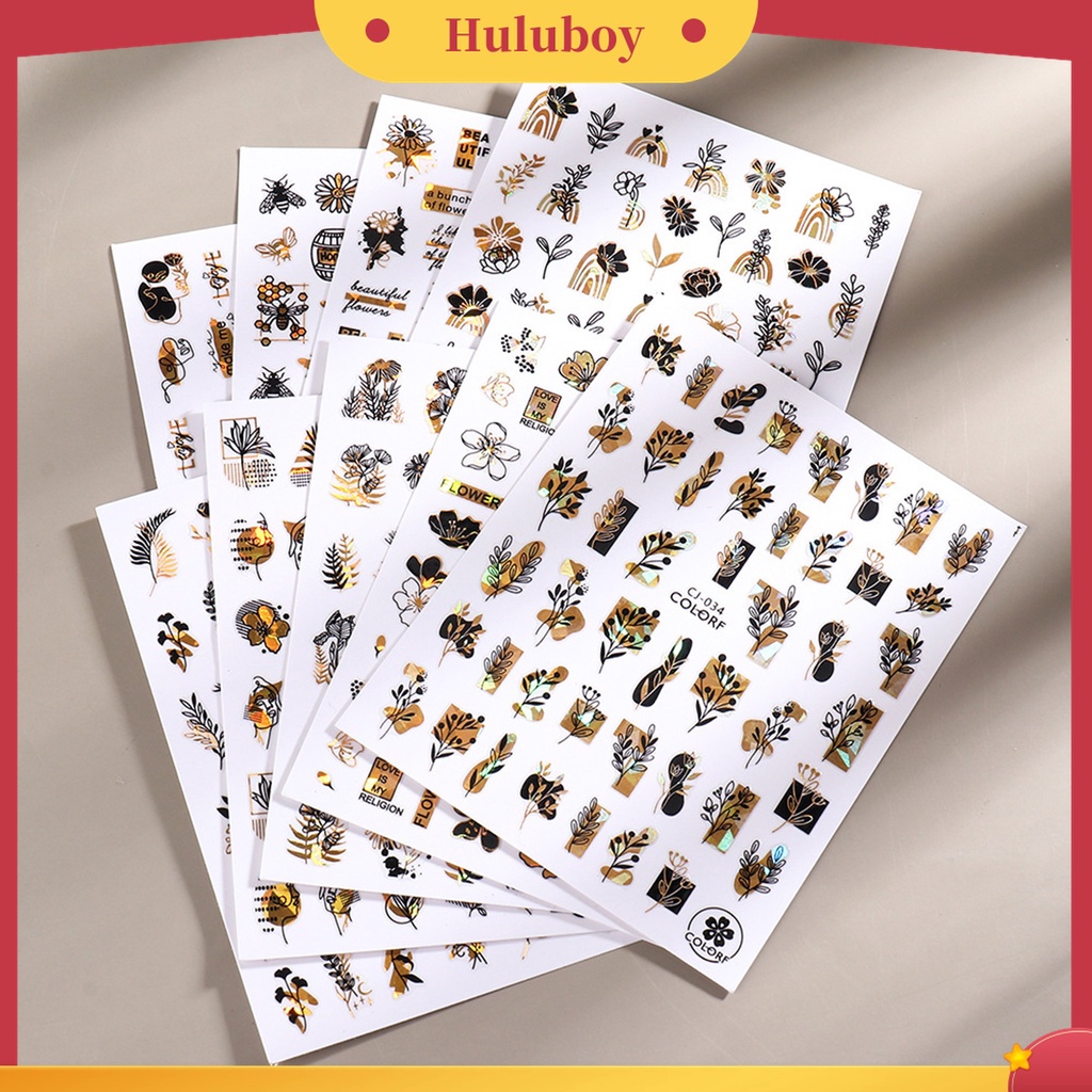 Huluboy Huluboy♡ Stiker Kuku Warna Hitam Bronzing Bahan Kertas Untuk Manicure Wanita