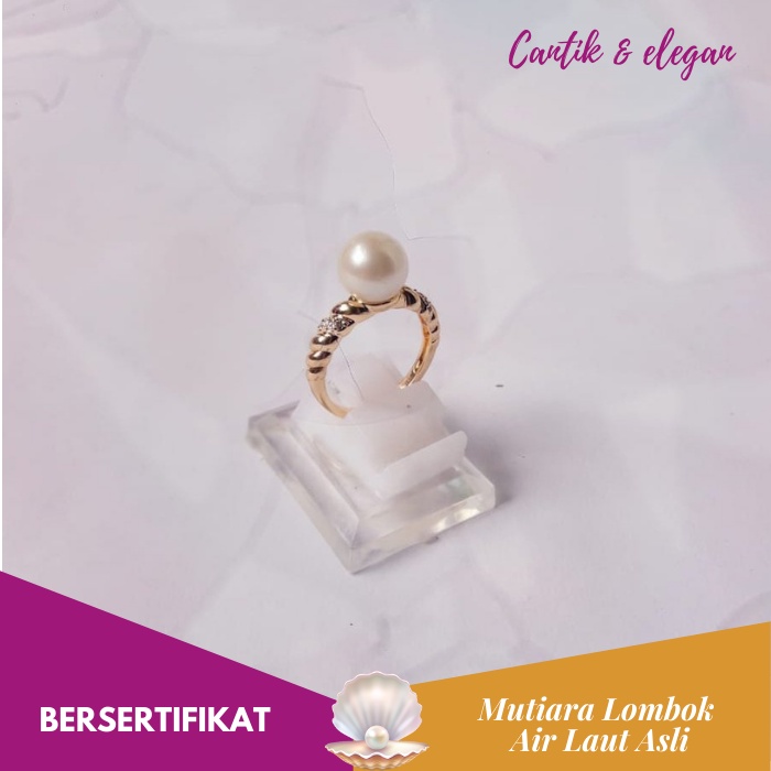 CINCIN MUTIARA LOMBOK ASLI AIR LAUT BERSERTIFIKAT GRADE A PERHIASAN MUTIARA ASLI LOMBOK - CML056