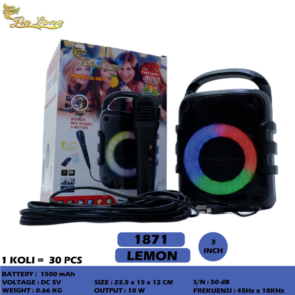SPEAKER BLUETOOTH JL-1871 LEMON