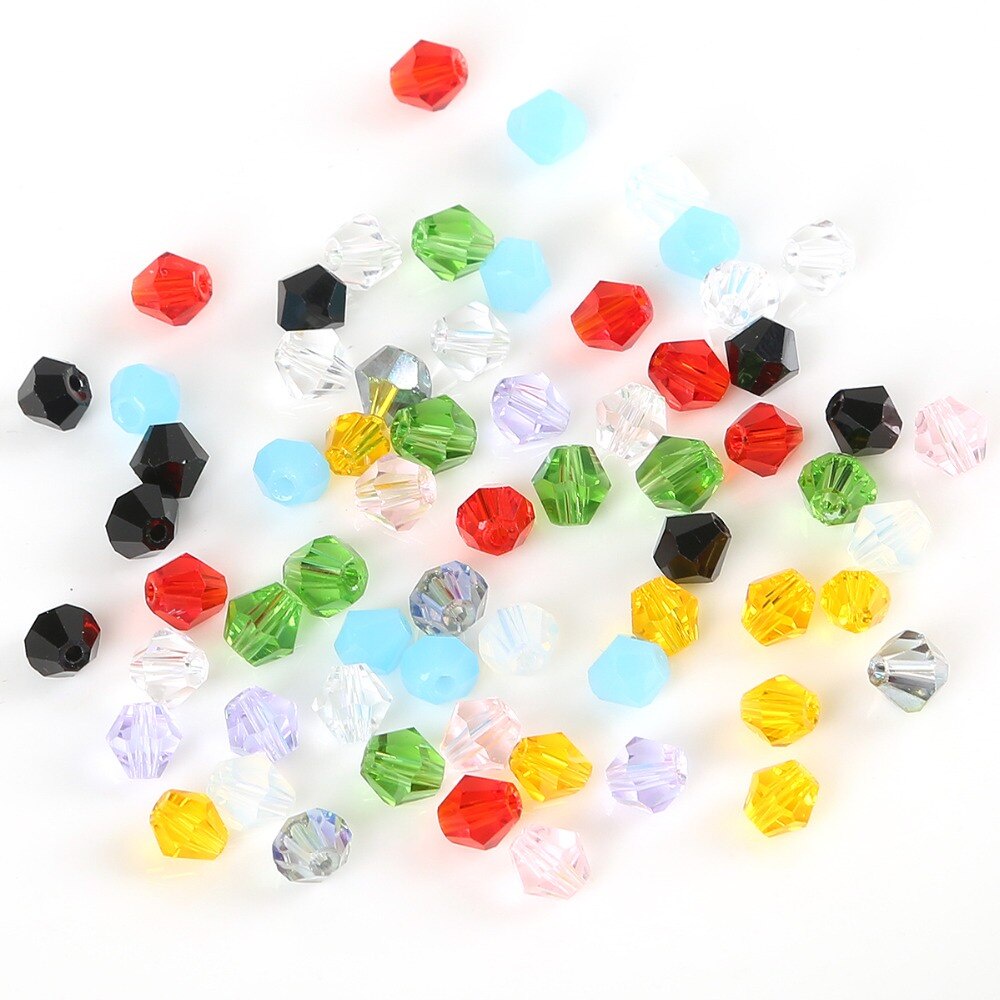 95pcs 4mm Manik-Manik Kristal Warna-Warni DIY Charms Glass Beads Faceted Loose Beads Untuk Membuat Perhiasan Anting Gelang Kalung