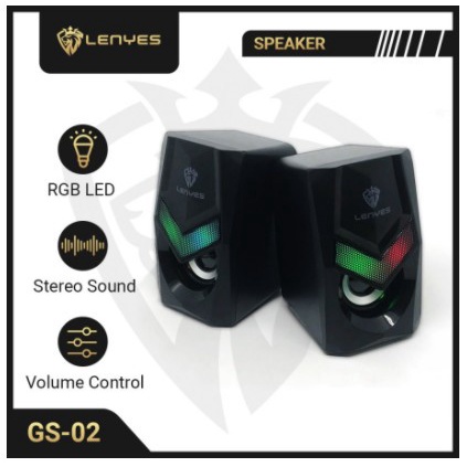 Speaker Komputer PC Stereo surround LENYES GS02 RGB Led GS-02 TWINS Grosir