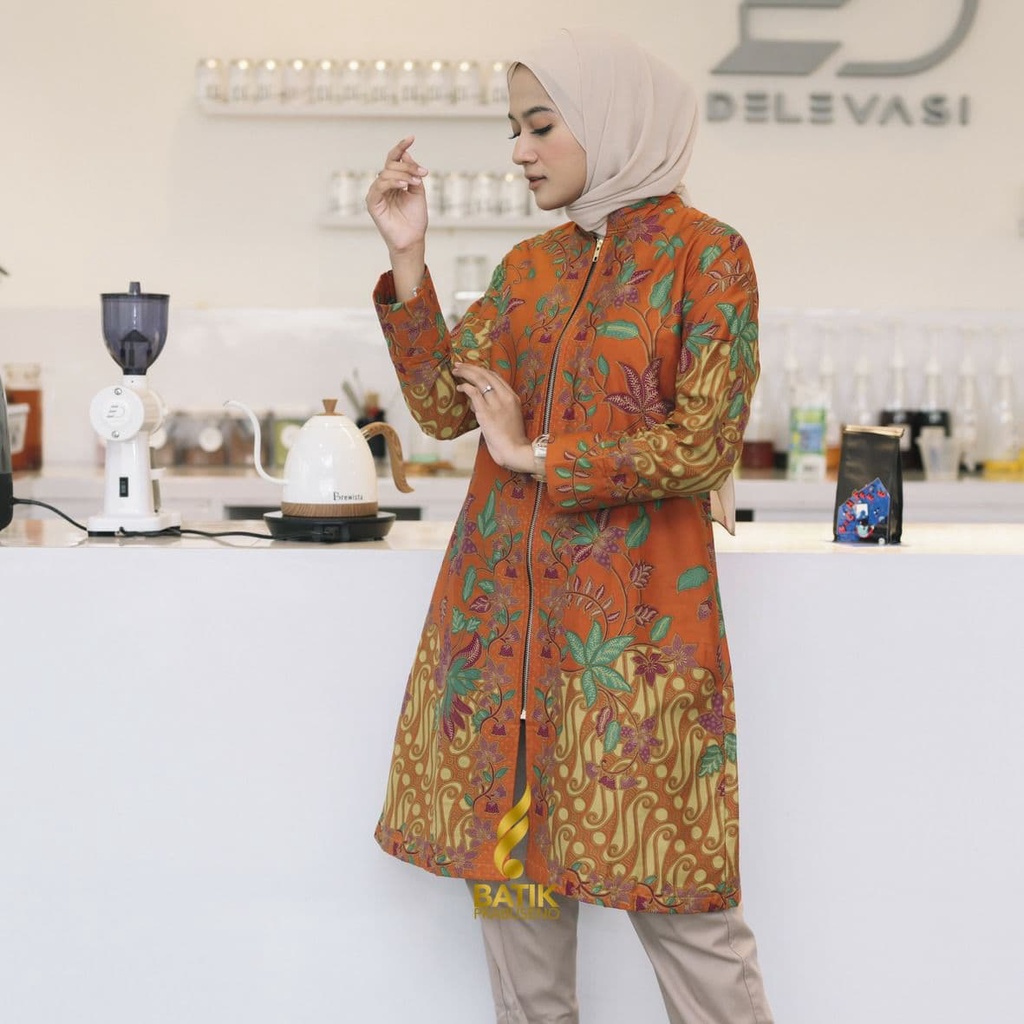Yeyen Batik Tunik Jumbo Kualitas Premium Original Prabuseno Batik Modern Hijab Seragam Batik Atasan 