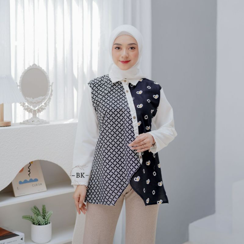 Batik Alina Aliya Blouse Baju Batik Wanita Modern S M L XL XXL Atasan Batik Modern Batik Kerja Wanita Batik Kantor Wanita