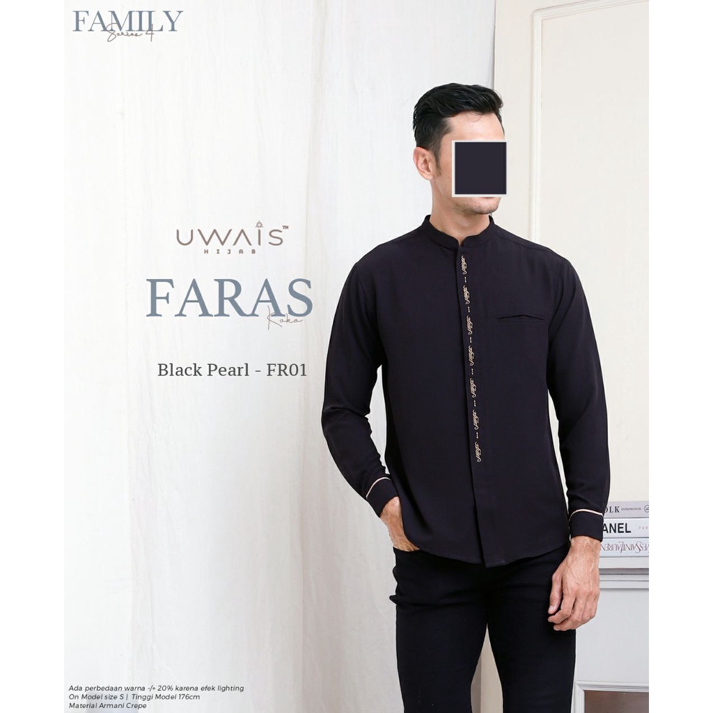 BAJU KOKO PRIA SLIMFIT  KANCING DEPAN LENGAN PANJANG KERA TEGAK UWAIS HIJAB FARS SERIES COUPLE DAD A