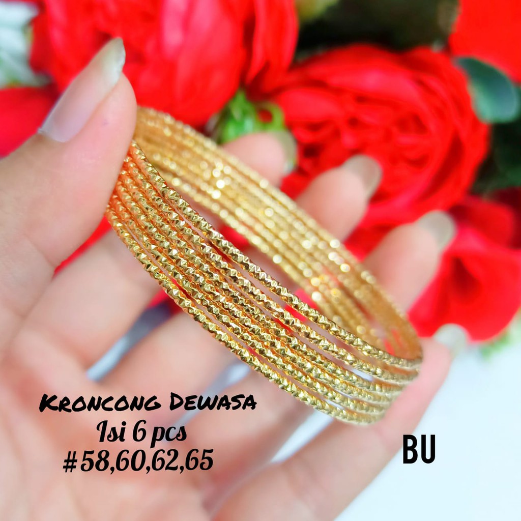 Gelang keroncong TITANIUM Dewasa set 6 variasi ukuran,gold perhiasan wanita Korea tidak karat COD