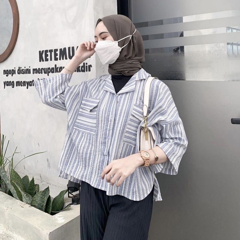 MAIKO SHIRT - KEMEJA SALUR OVERSIZE POCKET