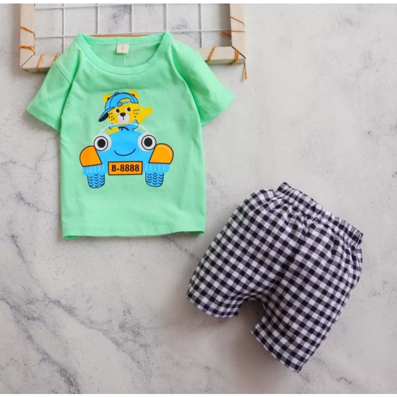 Setelan Baju Bayi Usia 6 bulan sampai 2,5 tahun motif Car B-8888