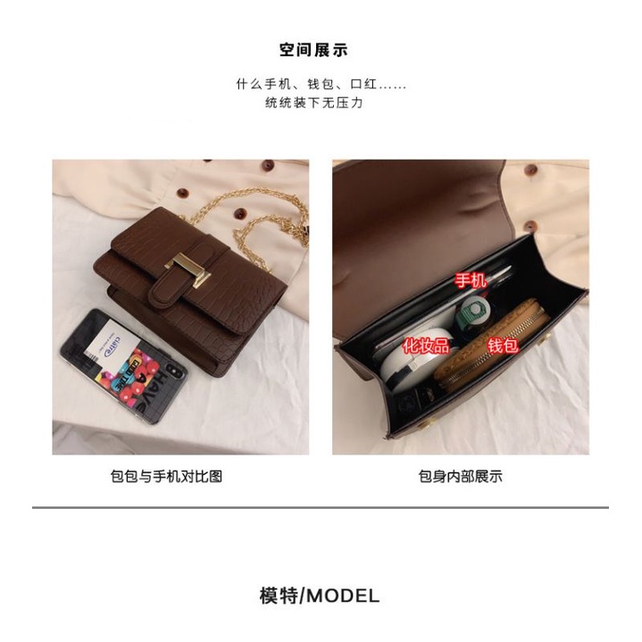 EV  T121 Tas Selempang Bahu Wanita Croco Tali rantai Fashion Import