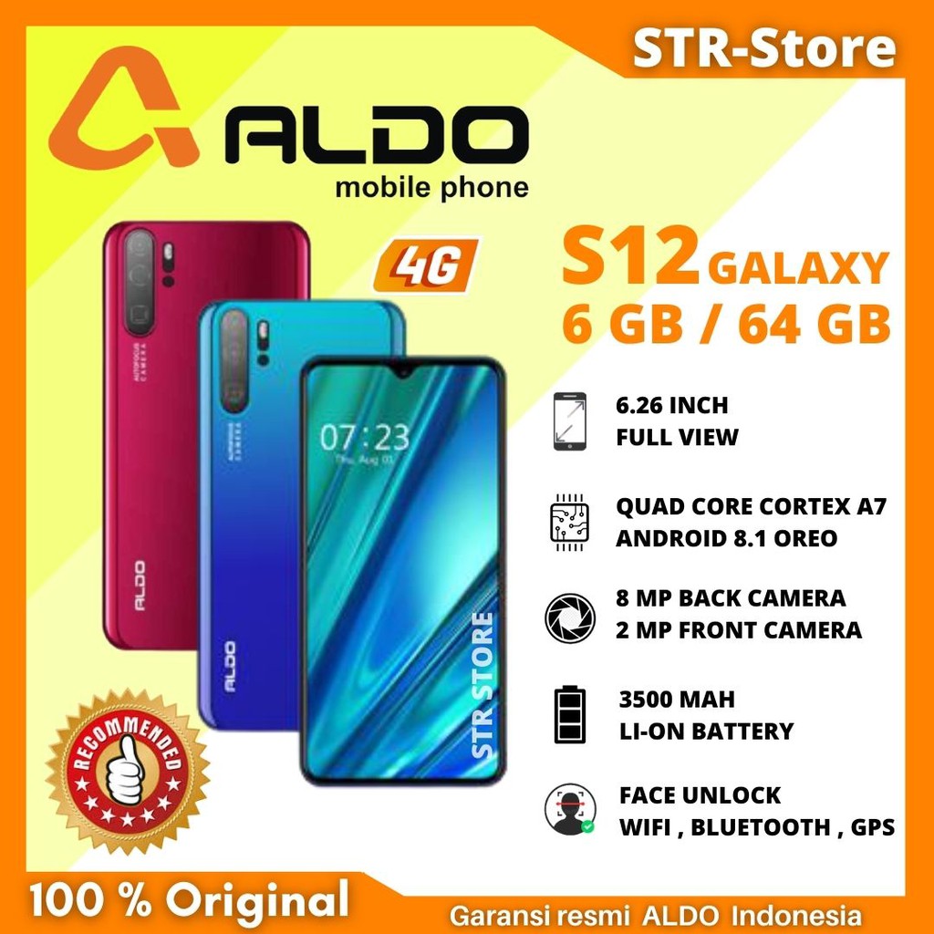 ALDO S12 GALAXY 6/64 GB FREE CASE  100% ORIGINAL GARANSI RESMI ANDROID MURAH RAM 6GB INTERNAL 64G