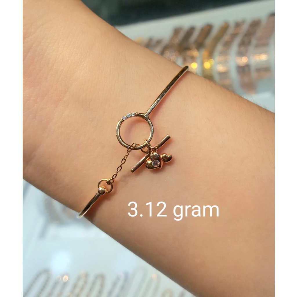 Gelang Kaku Emas Oval Mix Rantai Kunci 70% 3.12 Gram