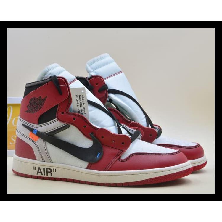100% BERKUALITAS OFF WHITE AIR JORDAN 1 (PK GOD) - OWF, 40-47 100%TERLARIS