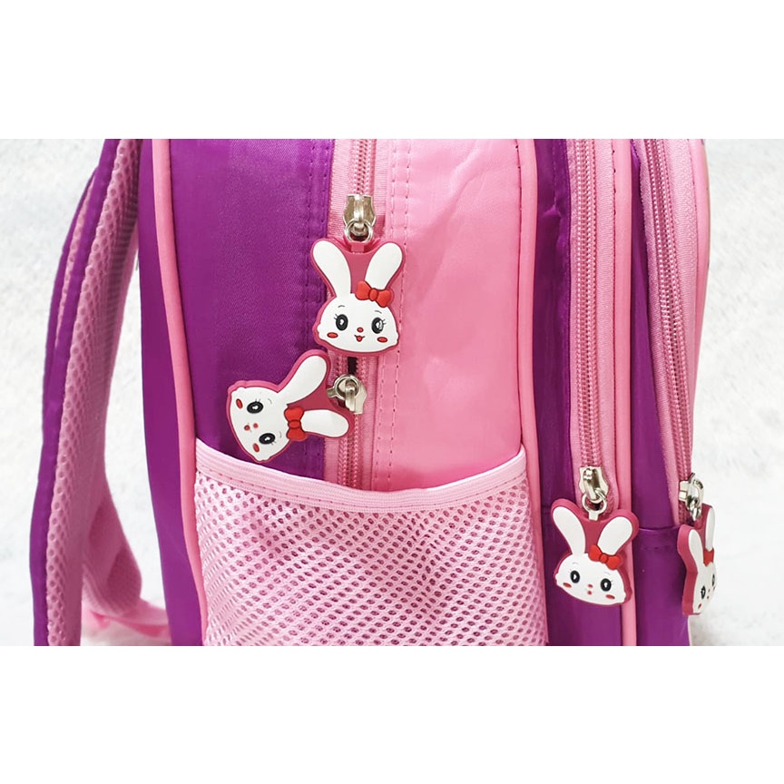 BACKPACK RANSEL 16&quot; TAS ANAK SEKOLAH PEREMPUAN SD GAMBAR KARTUN RABBIT SUGAR DAN KUE ICE CREAM 3RESLETING TIMBUL ( Sugar ES KRIM BOBA CETAR POLKA BOBO 16&quot; )