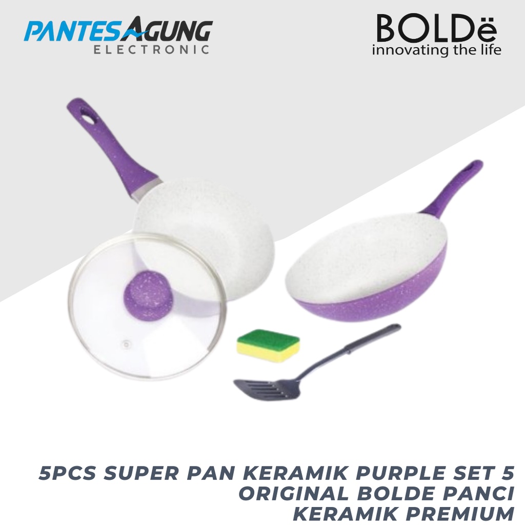 5pcs Super PAN Keramik purple Set 5 Original BOLDe Panci Keramik Premium