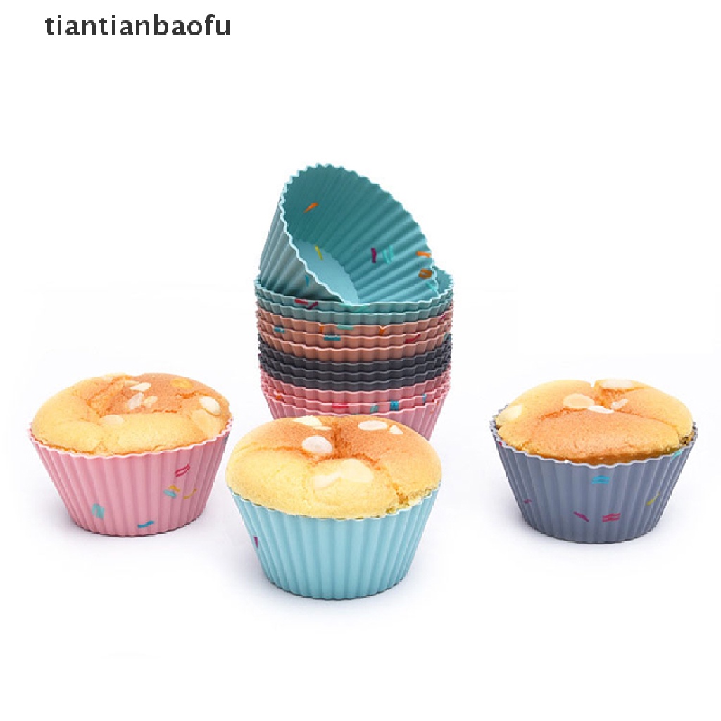 6 Pcs / set Cetakan Kue Muffin Bahan Silikon Dapat Digunakan Kembali