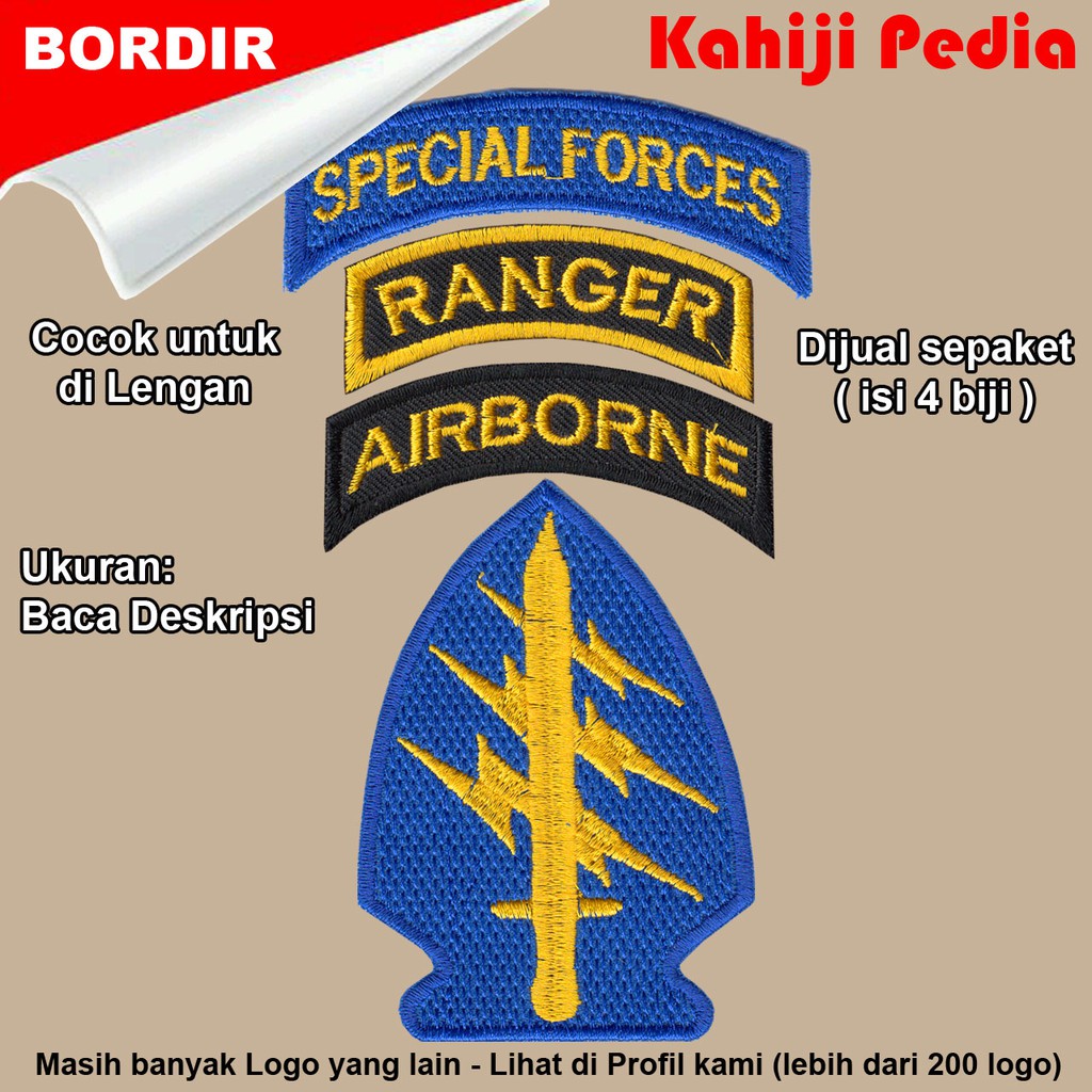 Patch bordir emblem bordir army special forces biru a
