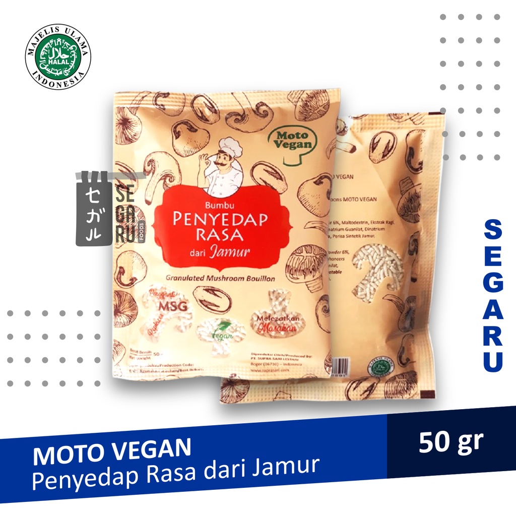 Motovegan Kaldu Jamur Bumbu Masak Tanpa MSG Moto Vegan Halal 50 gr