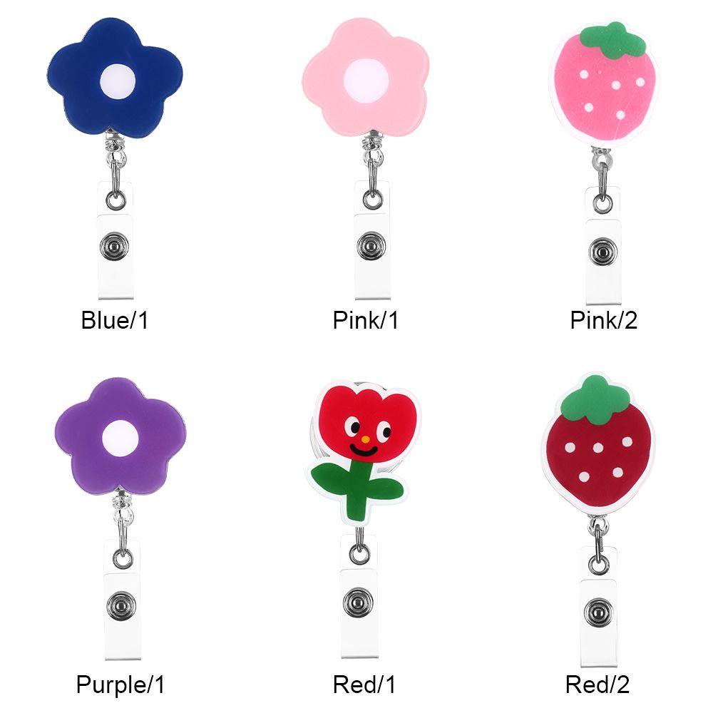 Top Klip Holder Lencana Motif Strawberry / Bunga Untuk Aksesoris Alat Tulis Pelajar