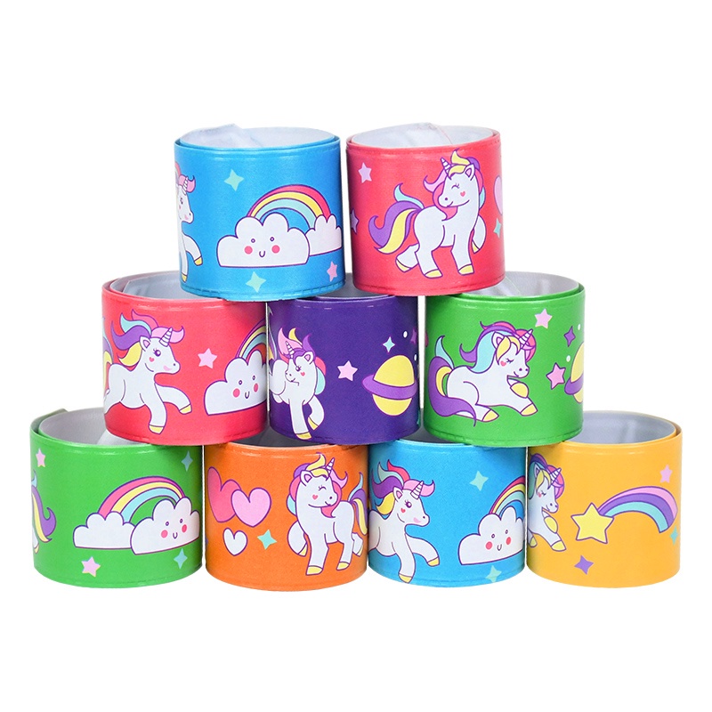10pcs / Set Mainan Gelang Slap Band Motif Kartun Unicorn Untuk Anak Laki-Laki / Perempuan