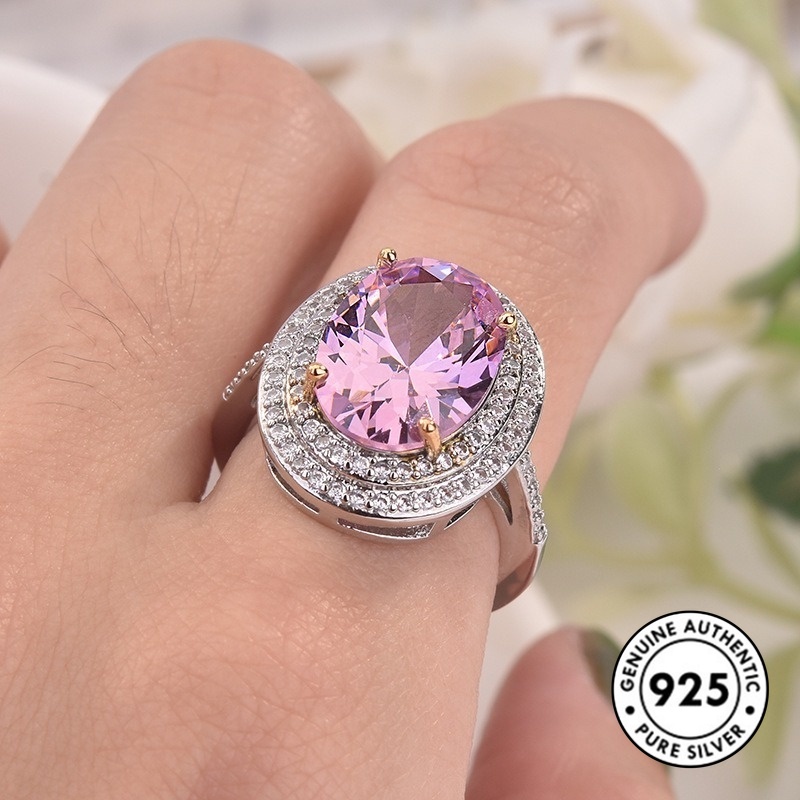 Cincin Berlian Imitasi Bahan S925 Silver Untuk Wanita