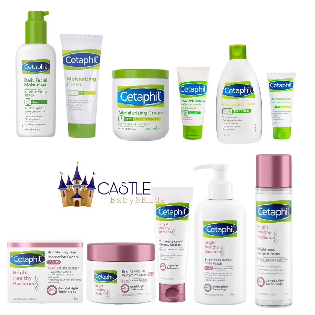 Castle - Cetaphil Dewasa Daily Advance Hydra Lotion - UVA / UVB Defense SPF50 - Facial Moisturizer SPF15 - Moisturizing Lotion &amp; Cream - Brightness Reveal Creamy Cleanser - Body Wash - Protection Cream - Refresh Toner - Bright Healthy Radiance