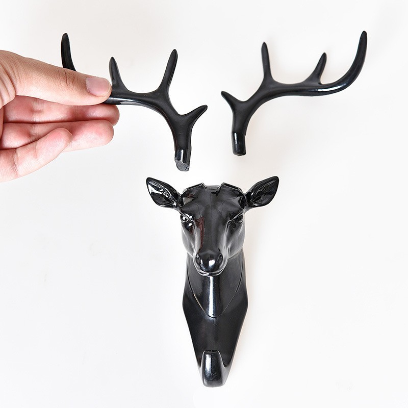 Gantungan Dinding Tempel Model Rusa Antlers Head - Hitam