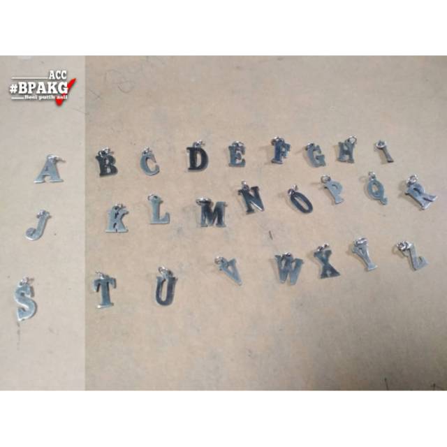 Liontin huruf A-M # kalung liontin monel besi putih asli anti karat silver murah cewek cowok inisial