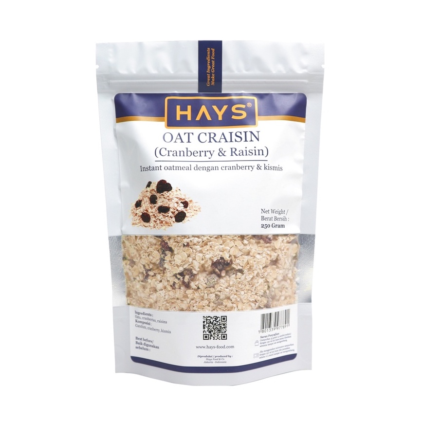 Oatmeal Craisin 250 GRAM / Oat Craisin (CRANBERRY &amp; RAISIN) / Instant Oatmeal Dengan Cranberry dan Kismis HAYS