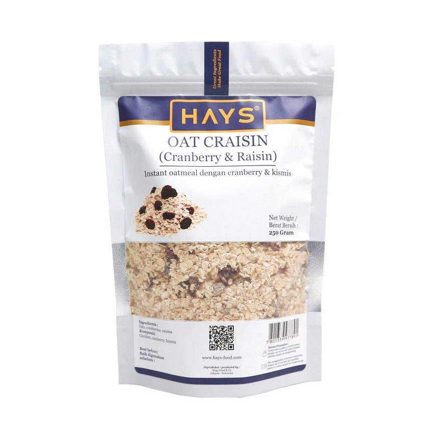 Oatmeal Craisin 250 GRAM / Oat Craisin (CRANBERRY &amp; RAISIN) / Instant Oatmeal Dengan Cranberry dan Kismis HAYS