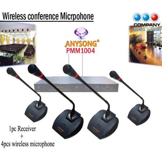 Mic wireless Conference/mic meja ANYSONG PMM-1004 Original(4 mic meja)