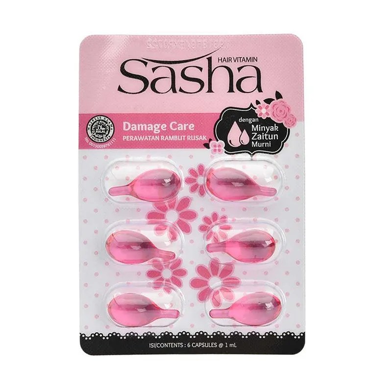 SASHA HAIR VITAMIN ISI 6 BLISTER (DENGAN MINYAK ZAITUN MURNI)