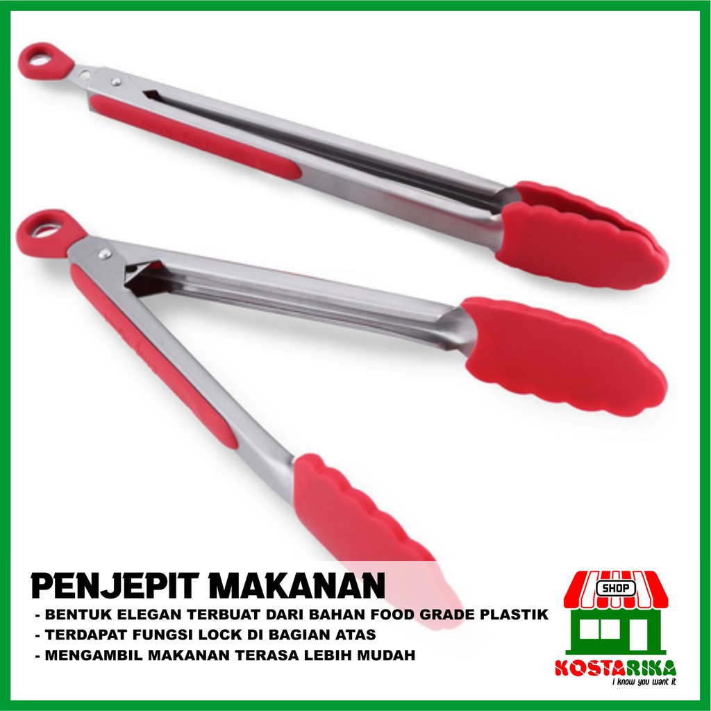 KOSTARIKA Penjepit Makanan BBQ Salad Anti Slip Stainless Steal