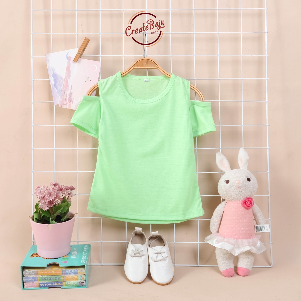 KAOS SABRINA ANAK CEWEK 1-4 TAHUN RUFFLE TEE MODEL SABRINA POLOS TERMURAH BAJU ATASAN ANAK CEWEK