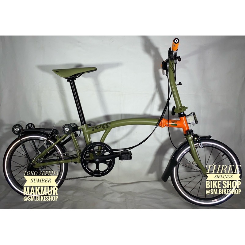 SEPEDA LIPAT ELEMENT PIKES GEN 2 NATURE GREEN 16 INCH CHROMOLY ,6 SPEED(3x2), FREE POMPA PIKES