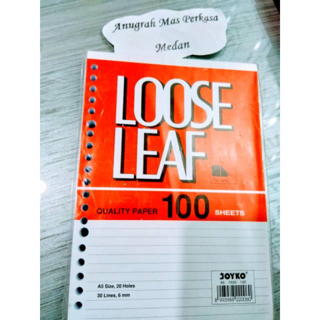 

Loose leaf A5 100 lbr